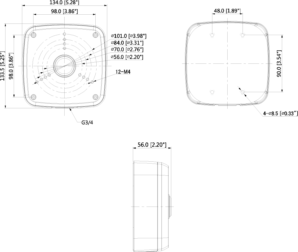 Dahua 大華監視器 周邊產品 PFA122 尺寸