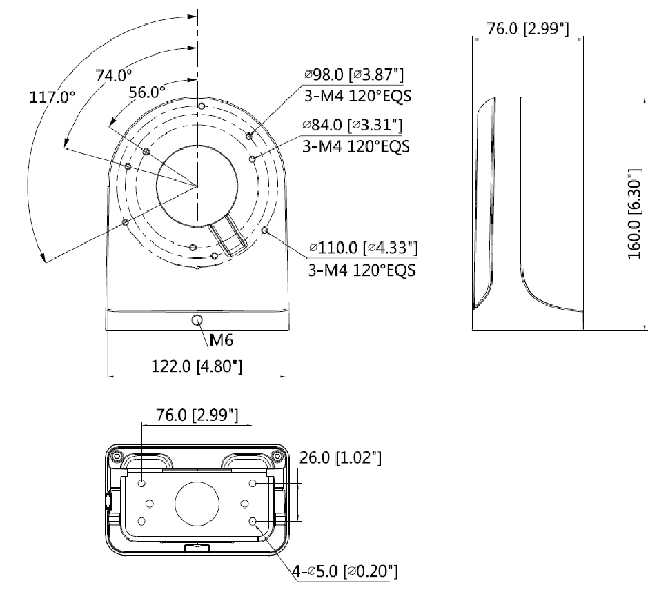 Dahua 大華監視器 周邊產品 PFB203W 尺寸