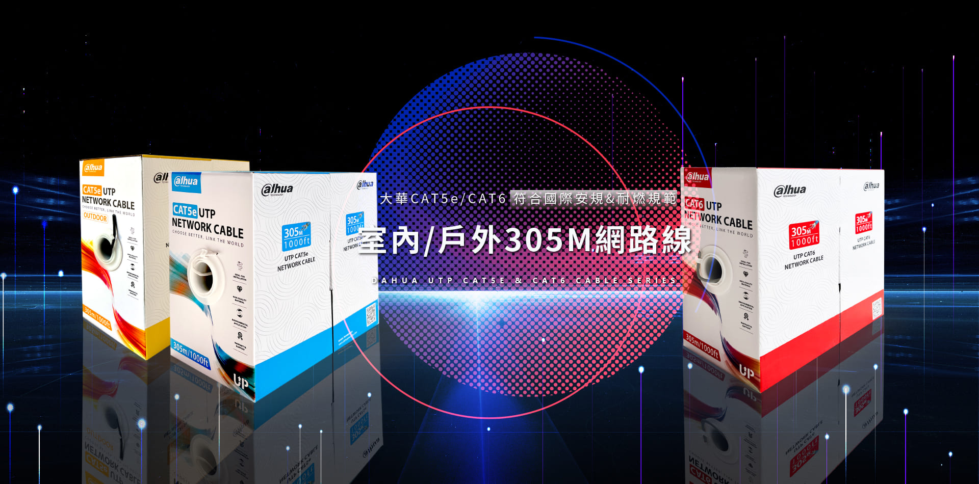 聯順聯網,大華CAT5e/CAT6 網路線,室內/戶外 305M,符合國際鞍規&耐燃規範